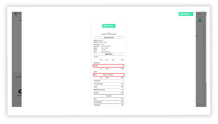 Batch Number and Serial Number on POS invoice and retail slip 