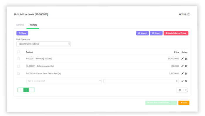 Multiple price lists for Individual products